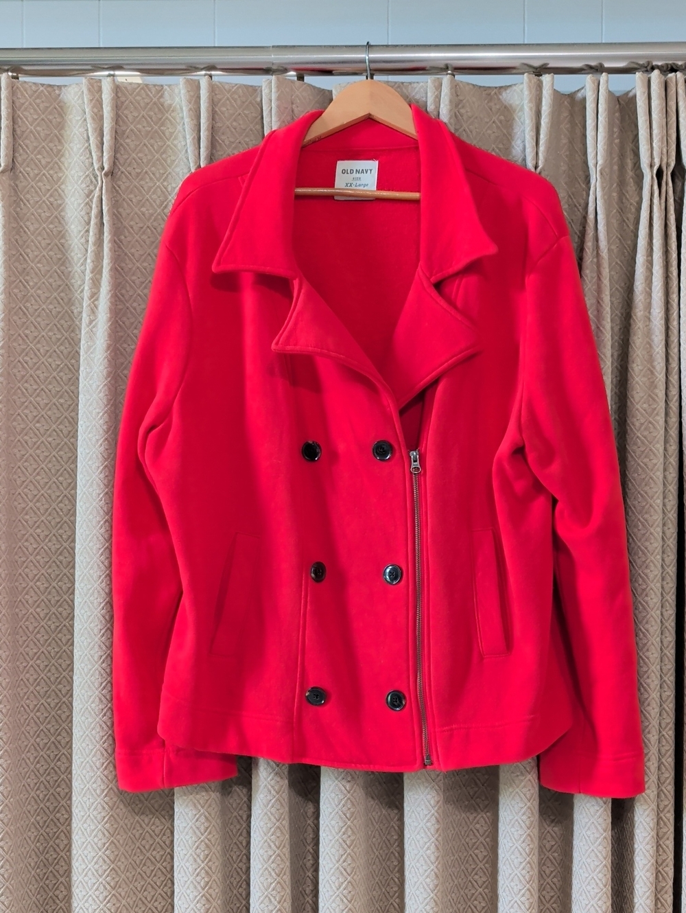 Vintage Women's Size XXL Old Navy Orange/Red Wasit Length Double Breast Jacket